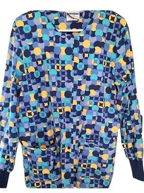 Landau Womens Small Lab Coat Jacket Snap Closure Pockets